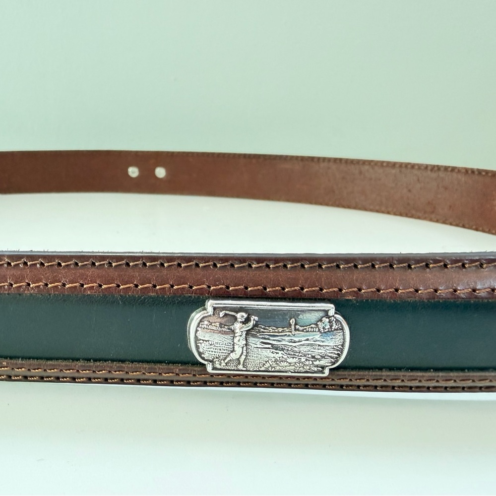 Onyx by Brighton Mens Brown Leather Golf Belt‎ Cocho Style Silver Buckle Size 40